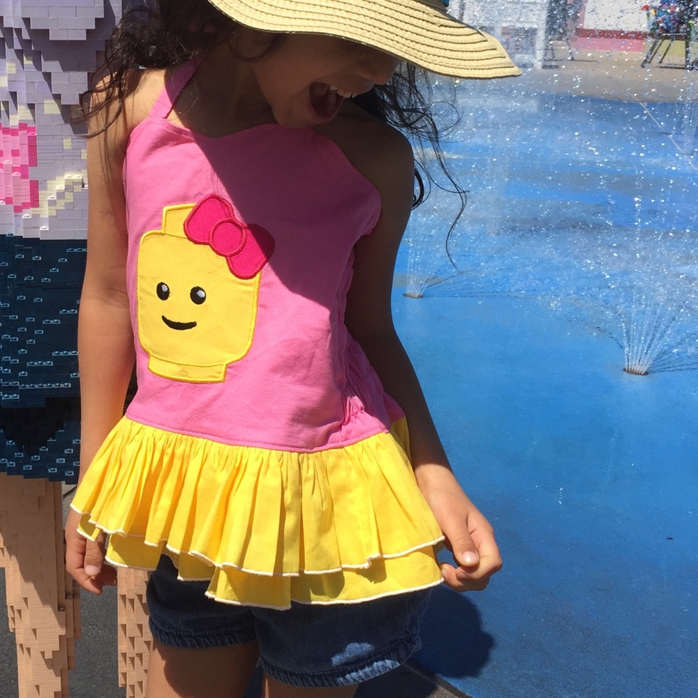 Lego Girl Inspired Appliquéd Sweetheart Top